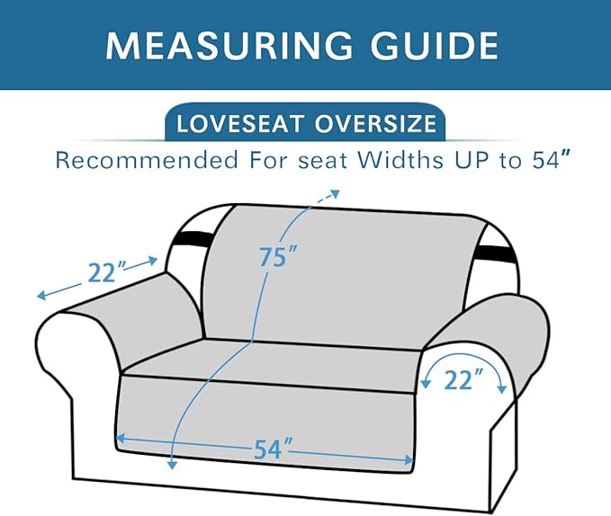 H.VERSAILTEX Reversible Loveseat Cover Furniture Protector Anti-Slip Water Resistant 2" Elastic Straps Couch Covers Pets Fit Sitting Width Up to 54"(Oversized Loveseat: 75" x 98", Cameo Blue/Beige)