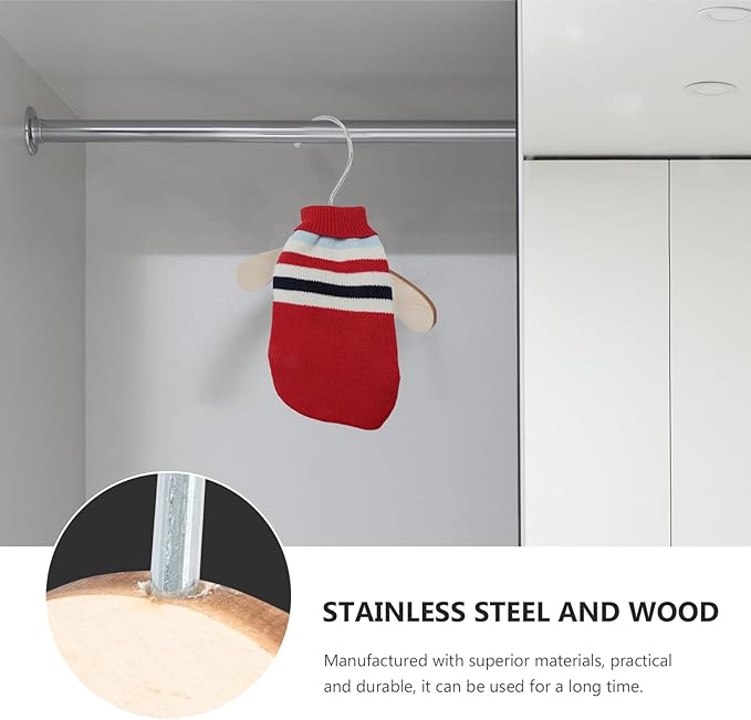 Wooden Dog Clothes Hangers 8.66 Inch Small Pet Apparel Hangers Wear-Resistant Household Dog and Cat Clothes Storage Accessory