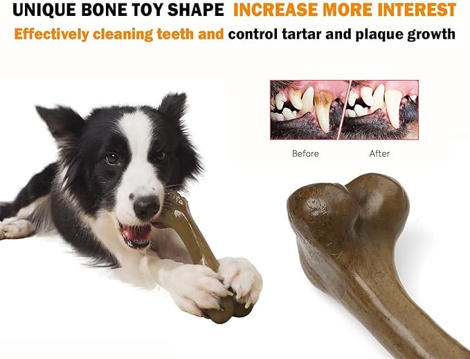 Aggressive Dog Chew Toys - Nylon Bones, Indestructible, Durable Teething Toys for Medium Large Dogs, Extreme Chew Toys, Beef Flavor (2pcs)