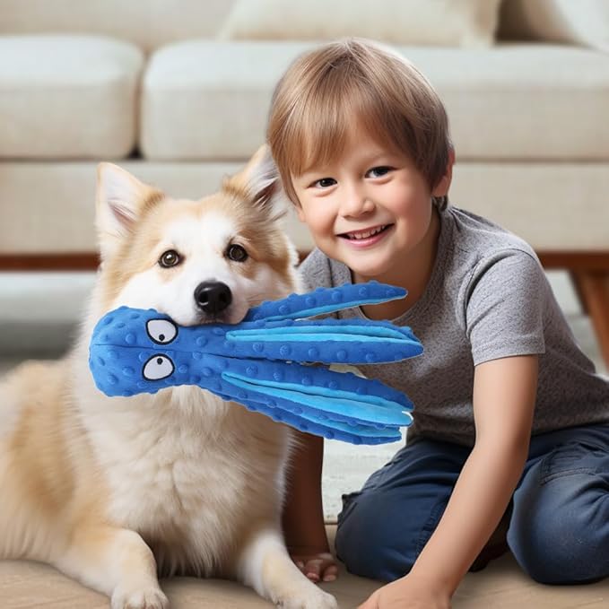 Octopus Dog Toys, No Stuffing Crinkle Dog Toys for Aggressive Chewers, Durable Interactive Chew Toys for Small, Medium and Large Dogs Training and Reduce Boredom (2PCS-A)