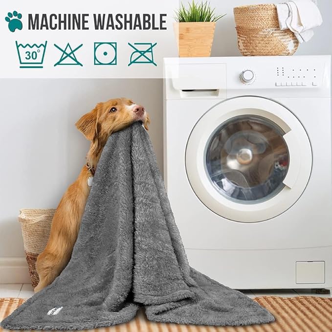 PetAmi Dog Blanket for Large Dogs Grey, Fluffy Soft Sherpa Fleece for Puppy, Kitten, Cat, Calming Pet Throw for Bed, Washable Sofa Couch Cover, X-Large 60x80