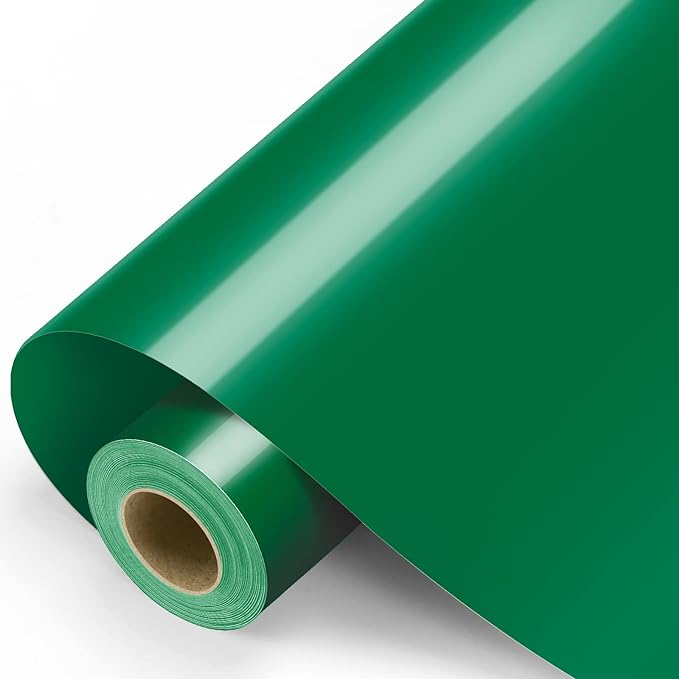 Green Permanent Vinyl - Green Adhesive Vinyl Roll for All Cutting Machine, Permanent Outdoor 12" x11FT for Decor Sticker, Car Decal, Scrapbooking, Signs, Glossy & Waterproof
