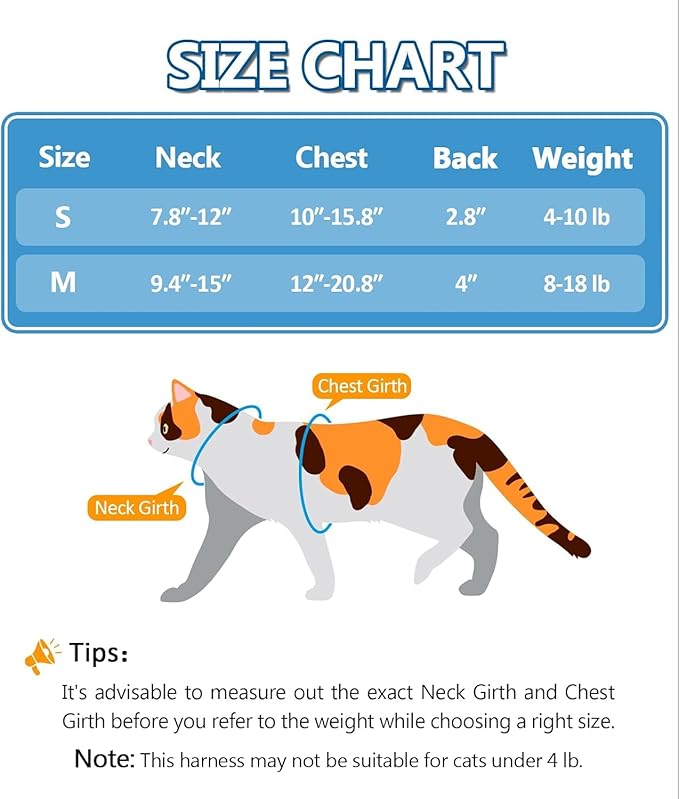 Halypet Cat Harness and Leash Set, Escape Proof [3 in 1 Adjustable & Lightweight] Cat Harness, Soft Comfortable Kitten Harness for Large Cats Safe, Easy to Wear (Hawaii Green, Medium)