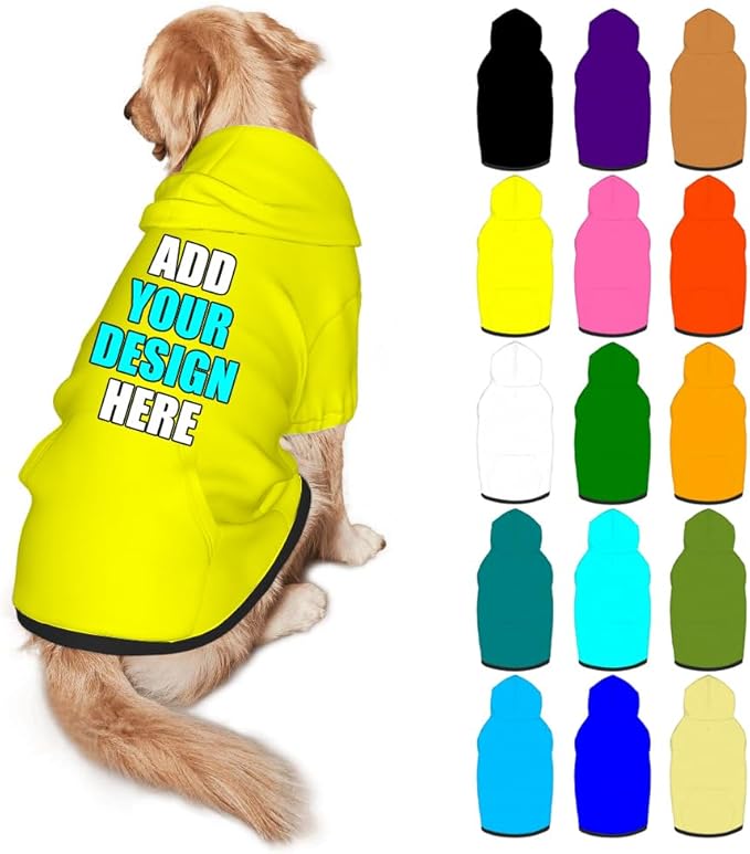 Customized Dog Hoodie with Name Logo Personalized Text Soft & Warm for Puppy Sweatshirt Hooded for Small Medium Large Dogs Girl/Boy Cats/Kitten, Yellow, M