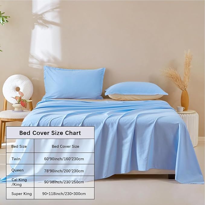 DUJUIKE Waterproof Bed Cover for Dog and Cats,Pet Hair Resistant Bed Sheet Cover, Protective Bed Liner Cover with 100% Waterproof Breathable Thin Fabric (Sky Blue, King 98 * 90 inch)
