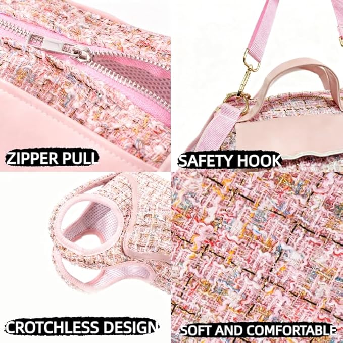 Dog Lift Harness Backpack for Small Dogs Cats, Adjustable Straps Dog Sling Carrier Full Body for Hiking, Travel, Outdoor – Pink Small