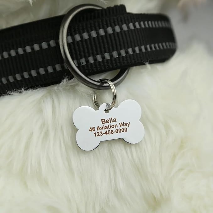 Personalized Dog Cute Paw Pet ID Tag for Pet Collar or Key Chain - Dog Name tag, cat Tags Personalized, cat id tag, Kitten Name tag, Kitten id tag (Bone-Shaped-Small: Red)