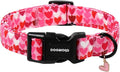 DOGWONG Valentine Dog Collar, Pink Heart Dog Collar, Girl Female Dog Collars with Strong Plastic Buckle for Small Dogs,XS