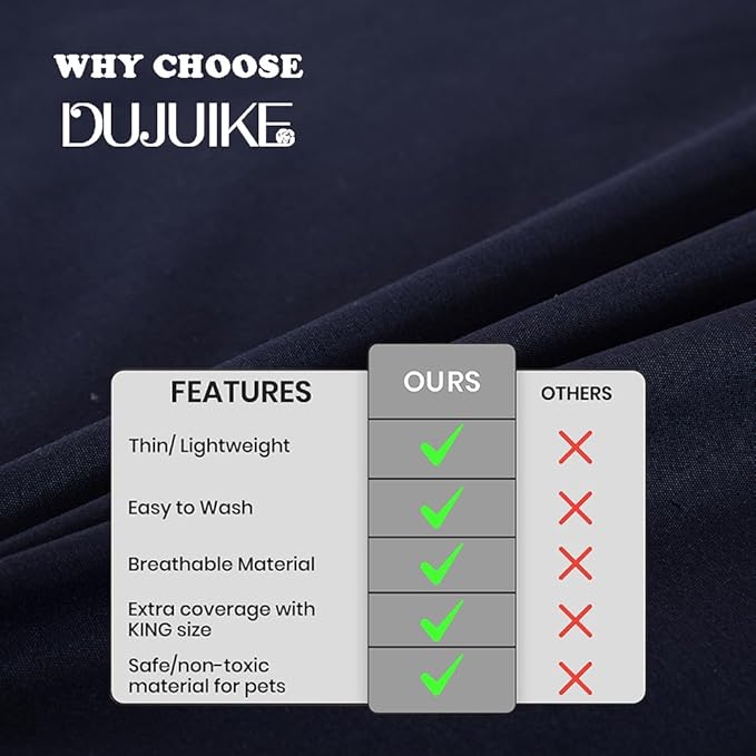 DUJUIKE Waterproof Bed Cover for Dog and Cats,Pet Hair Resistant Bed Sheet Cover, Protective Bed Liner Cover with 100% Waterproof Breathable Thin Fabric (Queen 78 * 90 inch, Navy Blue)