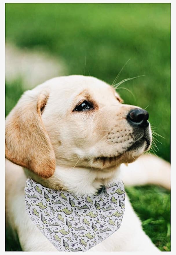 ARING PET Dinosaur Dog Bandanas, Summer Kerchief Triangle Bibs Scarf for Puppy Small Medium Large Boy Girl Dogs Cats-L