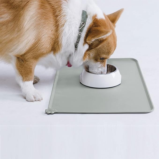 AUDWUD Silicone Waterproof Pet Feeding Mats,Anti Slip Bowl Pad, Dog Mat for Food and Water