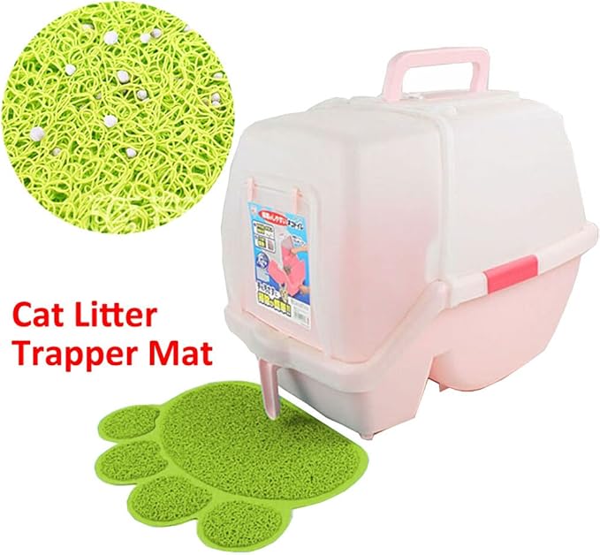 PVC Pet Dog Cat Puppy Kitten Dish Bowl Food Water Feeding Placemat, Non-Slip Cat Litter Mat Paw Shape, Grey Large