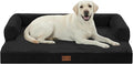Orthopedic Dog Beds for Extra Large Dogs, Waterproof Egg Crate Foam XL Dog Bed with Sides 45x35Inch, Big Dogs Couch Beds with Removable Washable Cover and Nonskid Bottom, Black