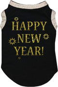 Petitebella Bling Happy New Year Puppy Dog Shirt (Black/Gold, Medium)