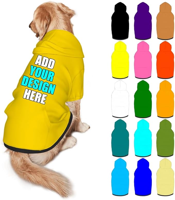 Custom Dog Clothes with Photo Name Logo Personalized Dog Sweaters for Small Medium Large Dogs Breathable Warm, Gold, L