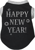 Petitebella Bling Happy New Year Puppy Dog Shirt (Black/Sliver, X-Small)