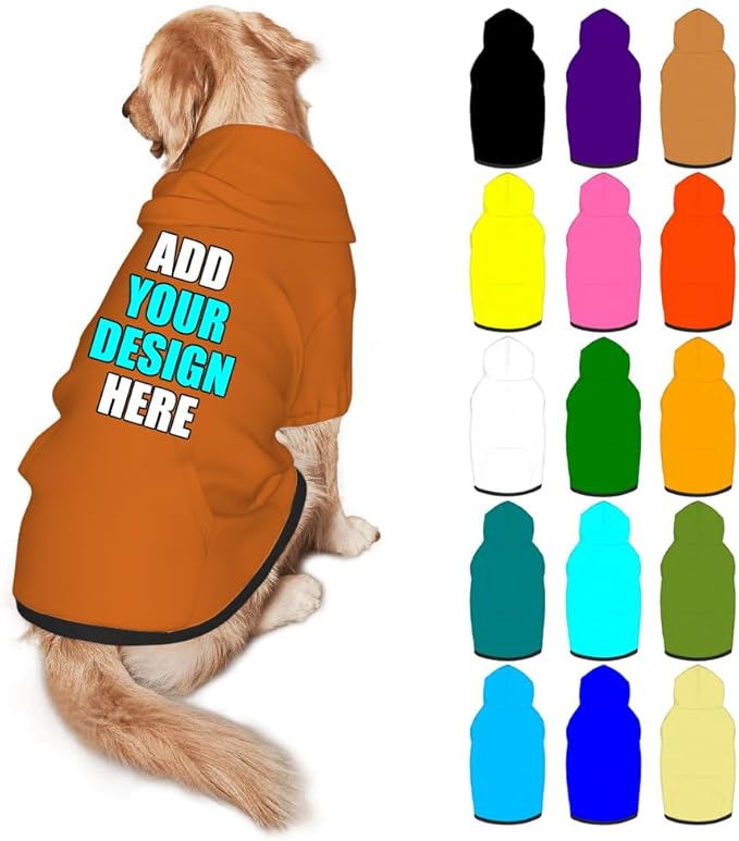 Personalized Dog Hoodie Customized with Name Photo Pet Warm Sweater Hoodie for Medium Large Dogs & Cat Puppy, Chocolate, XXL
