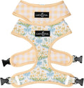 Lucy & Co. Sunshine and Daffodils Reversible Dog Harness, Adjustable Comfort Fit with Dual Leash Attachments, Small