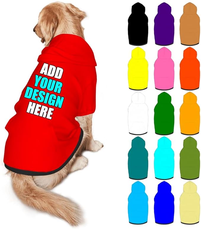 Personalized Dog Hoodie Customized with Name Photo Pet Warm Sweater Hoodie for Medium Large Dogs & Cat Puppy, Red, XXL