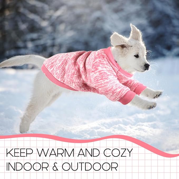 3 Pack Dog Sweaters for Small Dogs Girl Boy Winter Fleece Clothes Warm Soft Dog Sweatshirt Outfit for Dogs Cats Pet Apparel (Rose+Red+Pink, XX-Small)