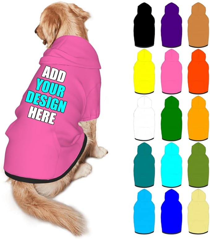Custom Dog Hoodie Personalized Photo Text Logo Name Dog Clothes, Soft & Warm for Puppy Sweatshirt Hooded for Small Medium Large Dogs Girl/Boy Cats/Kitten, HotPink, XXL