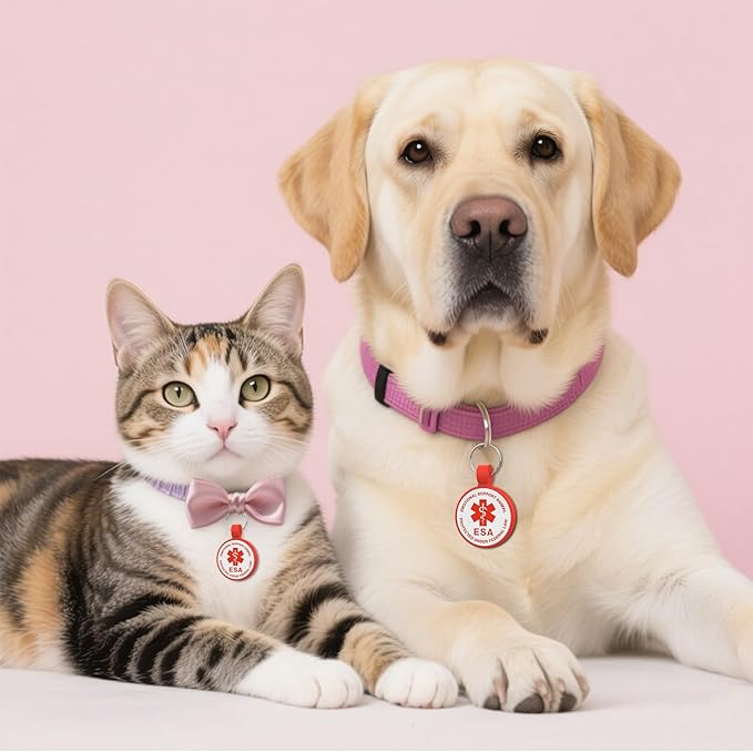ESA Dog Tag, QR Code Dog Tag, Modifiable Free Pet Online Profile, Scannable QR Code, Scan QR Send Instant Location Alert Email, Silicone Lightweight ID Tag for Dog and Cat (Red, Regular)