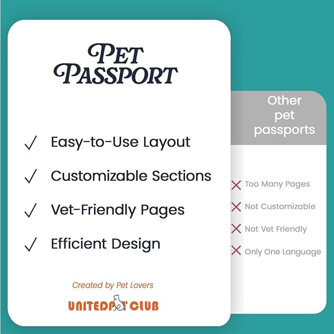 Color Premium PU Leather stitch-sewn US Pet Passport Medical Record for Pet Health and Vaccination English + Spanish for Cat, Dog, Puppy and Kitten (Purple, Single)