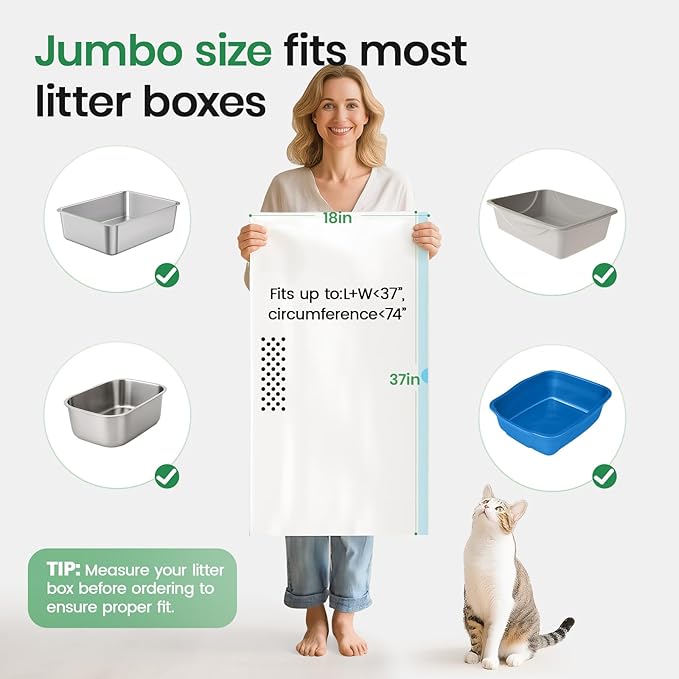 Sifting litter bags with 7-Day Litter System, Heavy Duty Thickened litter liners, 37x18 Inch (28 Pack) For Most Litter Boxes and Cat Supplies