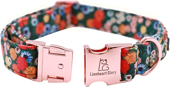 Lionheart Glory Floral Dog Collar - Adjustable, X-Large, Cute Floral Pattern