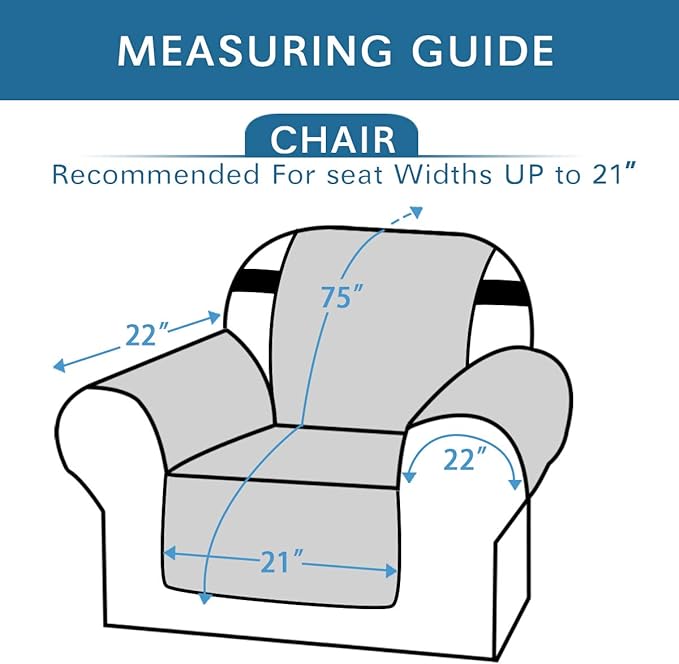 H.VERSAILTEX Reversible Chair Cover Furniture Protector Anti-Slip Couch Cover Water Resistant 2" Elastic Straps Chair Slipcover Pets Kids Fit Sitting Width Up to 21" (Chair:75" x 65", Brown/Beige)