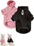 QWINEE Basic Dog Hoodie Sweatshirt Puppy Sweater Warm Cat Costumes Pet Clothes for Chihuahua Puppy Kitten Small Medium Dogs Black and Pink Medium