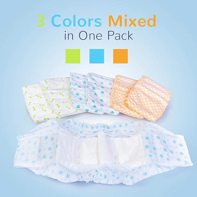 Pet Soft Disposable Male Dog Wraps - Dog Diapers for Male Dogs, Puppy Diapers 48pcs Small