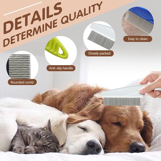 2 Pack Multifunctional Pet Comb, Upgrade Pet Grooming Brush Magic Tear Stain Removal Fine Tooth Stainless Massage Comb Kit for Puppies and Dogs (Pink)