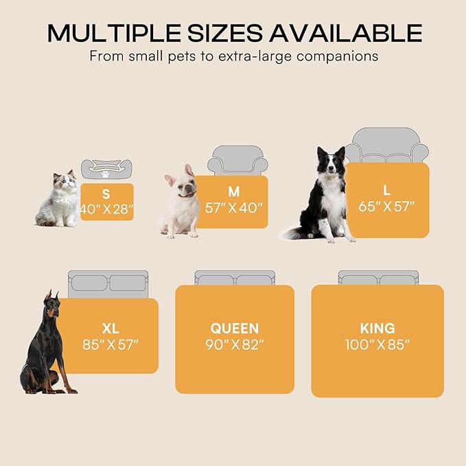 Luciphia Waterproof Pet Blankets for Couch Sofa Bed Cover Liquid Pee Proof Washable Soft Fluffy Large Dog Blanket Reversible Furniture Protection Grey Paw Thicken Large（65" x 57"）
