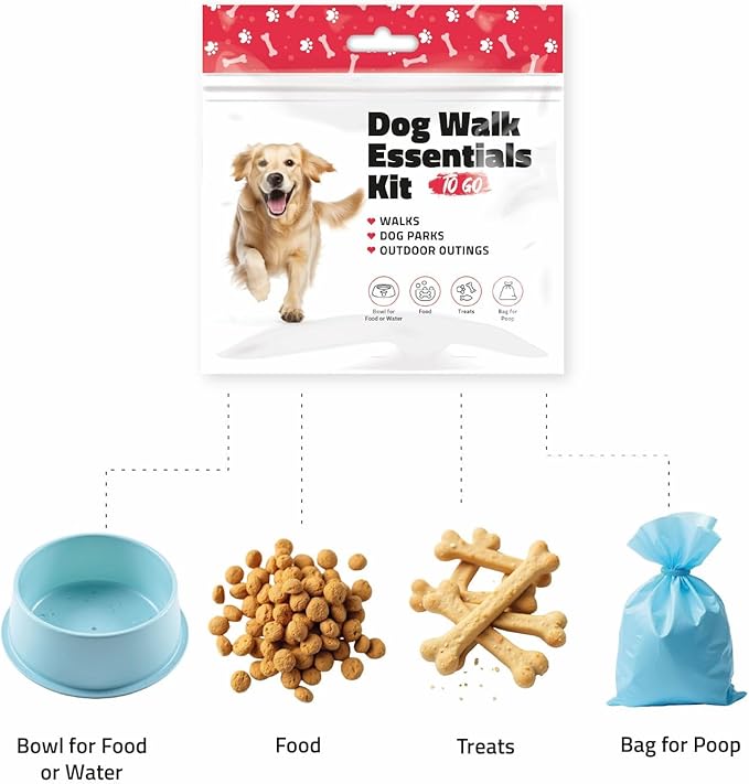 pH Advantage Pet Travel Essentials – Single Pack with Dog Treat, Food, Bowl & Poop Bag – Lightweight Grab-and-Go Kit for Walks, Parks, Car Rides & Everyday Use (Purple)