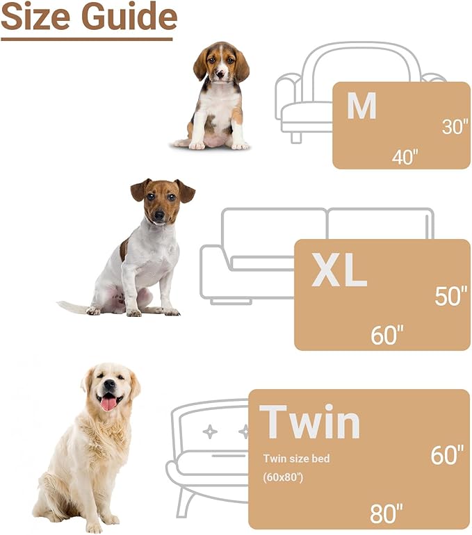 Waterproof Dog Blanket for Large Dogs - Reversible Washable Pet Blanket, Soft Sherpa Fleece Furniture Protector, Cat Throw Bed Couch, Cream,50"x60"