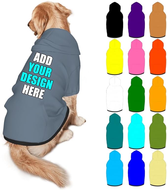 Personalized Dog Hoodie Customized with Name Photo Pet Warm Sweater Hoodie for Medium Large Dogs & Cat Puppy, SlateGray, S