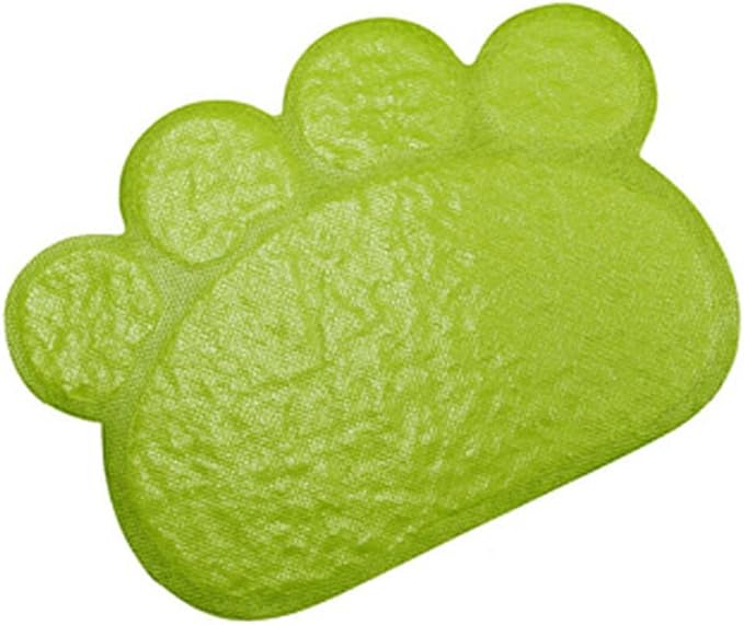 PVC Pet Dog Cat Puppy Kitten Dish Bowl Food Water Feeding Placemat, Non-Slip Cat Litter Mat Paw Shape, Blue Large