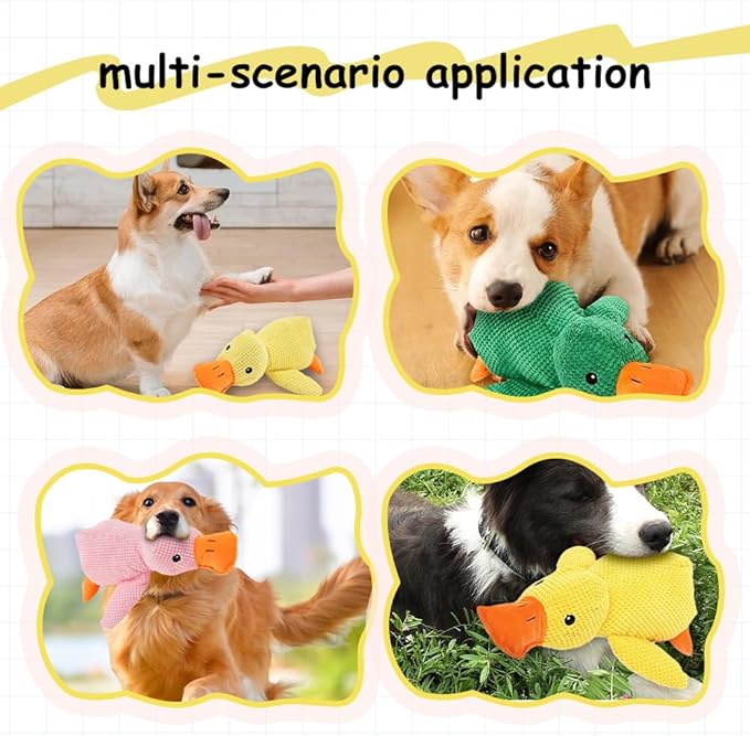 2025 Upgraded Dog Toys, New Durable Calming Duck Toys, Dog Toys for Aggressive Chewers with Soft Squeaker, Fun for Indoor Puppies and Senior Pups (2 Pcs, L-11.4 * 13.5in)