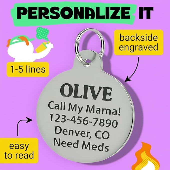 Bad Tags Personalized Dog and Cat ID Tags in 25+ Designs and 2 Sizes - 5 Lines of Custom Engraved Text - Funny Cute Personalized Pet Tags (Can't Hold My Licker, Large (1.25 inch))