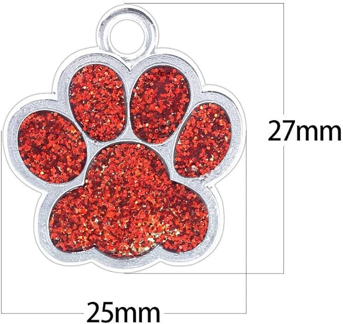 Cute Personalized Pet Name Tags - Glitter Custom Dog/Cat ID Tags, Engraved Paw-Shaped Small: Light Blue