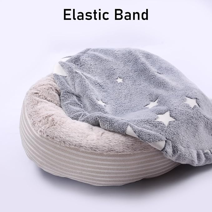 Dog Bed Covers Replacement Washable with Glow in The Dark Gray Star Pattern - Soft Velvety Fabric Protector with Elastic Edges for Small & Medium Dog Beds, 30" x 9.8"