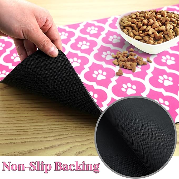Dog Food Mat 17X30 Inch Pet Feeding Absorbent Mats for Floor Cat Water Bowl Placemats Non-Slip Washable Dog Mat for Food and Water