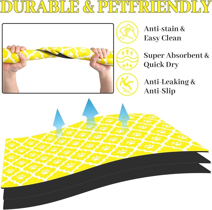 Dog Food Mat 12X20 Inch Pet Feeding Absorbent Mats for Floor Cat Water Bowl Placemats Non-Slip Washable Dog Mat for Food and Water