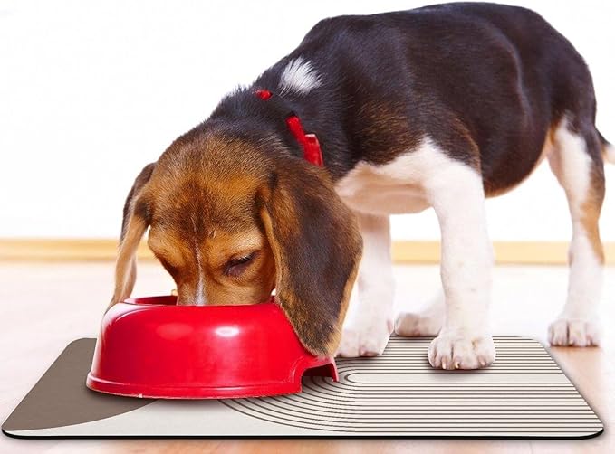 Dog Food Mats for Floors Waterproof, Cat Water Bowl Mats Pet Feeding Absorbent Mat Placemats for Food and Water Brown Bohemia 12 * 20 inch