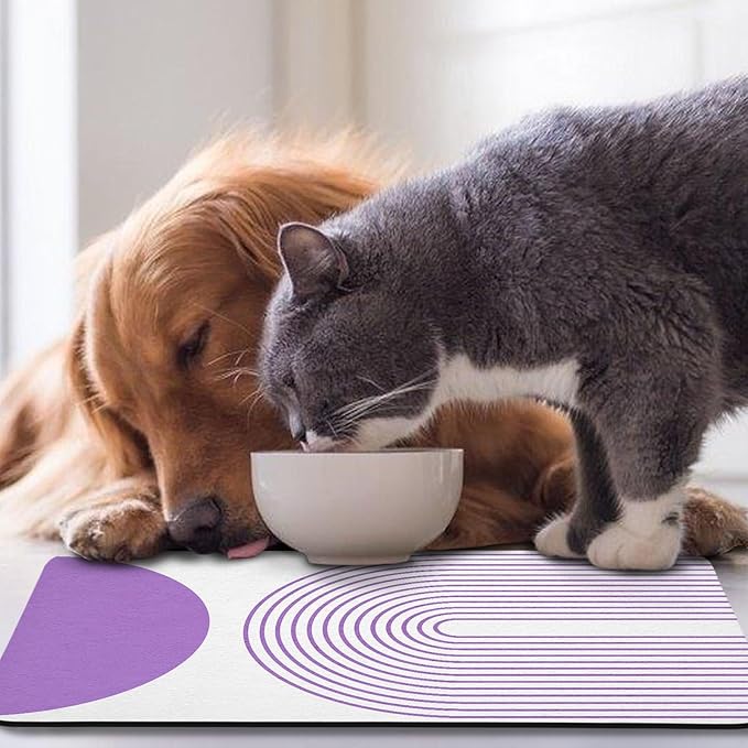 Dog Food Mats for Floors Waterproof, Cat Water Bowl Mats Pet Feeding Absorbent Mat Placemats for Food and Water Bohemia 24 * 32 inch