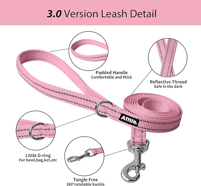 AIITLE Easy Walk Dog Harness and Leash Set - Pet Supply No Pull, Step in Adjustable Dog Harness with Padded Vest, Dog Harness No Choke Over, Easy to Put on Medium Dogs Pure Pink L