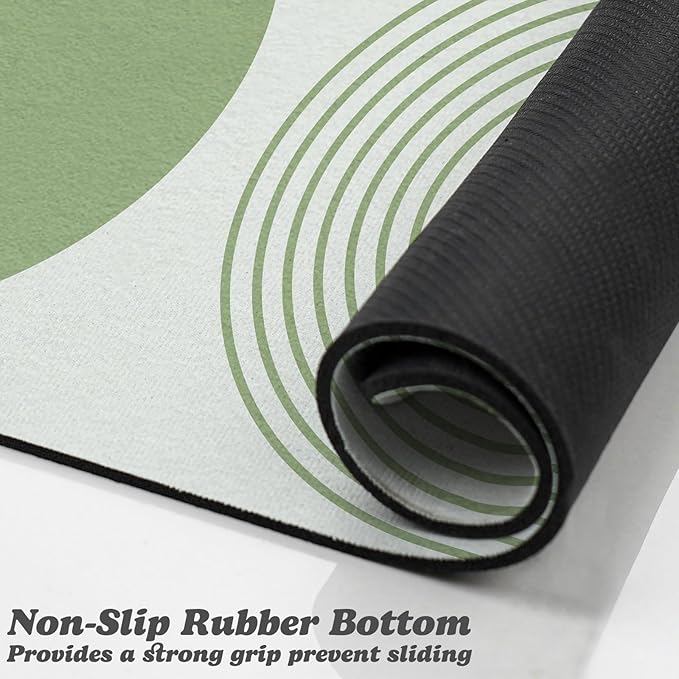 Dog Food Mats for Floors Waterproof, Cat Water Bowl Mats Pet Feeding Absorbent Mat Placemats for Food and Water Green Bohemia 12 * 20 inch