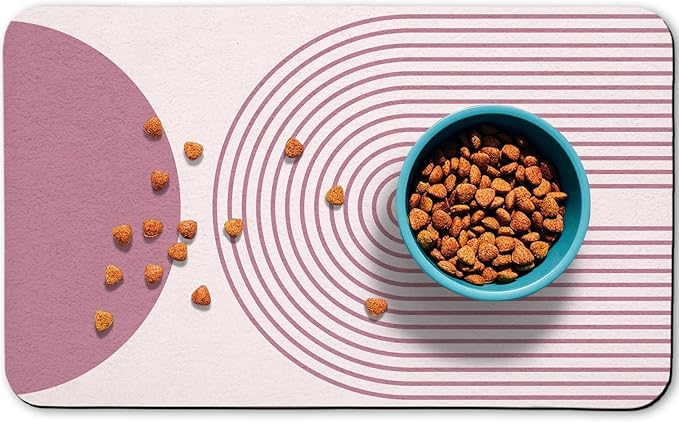 Dog Food Mats for Floors Waterproof, Cat Water Bowl Mats Pet Feeding Absorbent Mat Placemats for Food and Water Pink Bohemia 16 * 24 inch