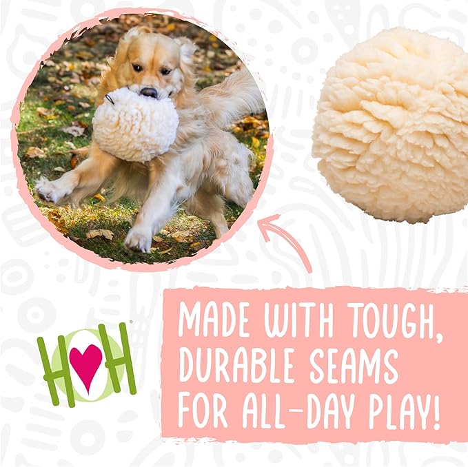 HuggleHounds Plush Ball Dog Toy - Dog Fuzzy Ball Toy, Durable Stuffed Soft Plush for Small and Large Breeds - 4" HuggleFleece, Small